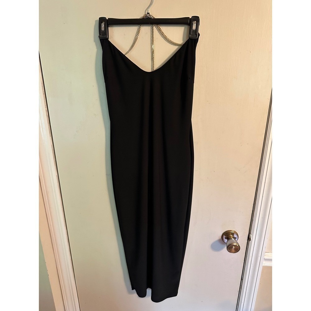 Fashion Nova Black Bodycon Midi Dress Back In Chains Party Dress Medium NWT